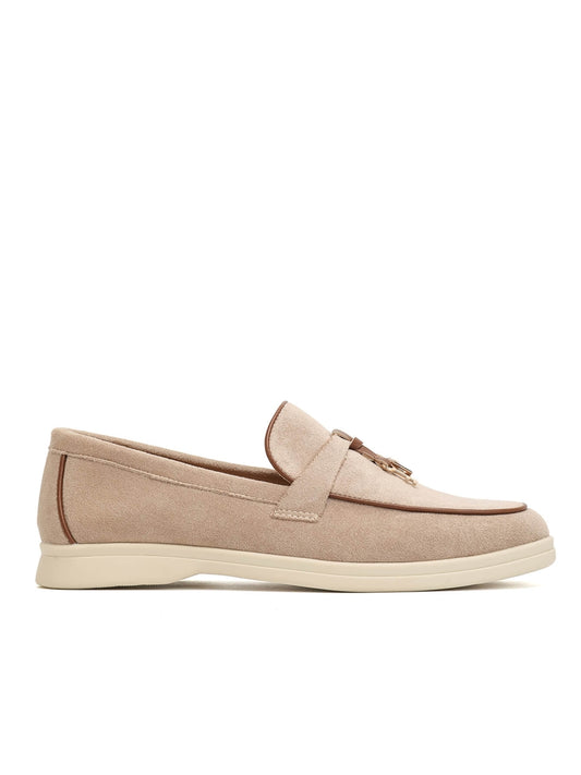Mocassins en Daim avec détails- Beige