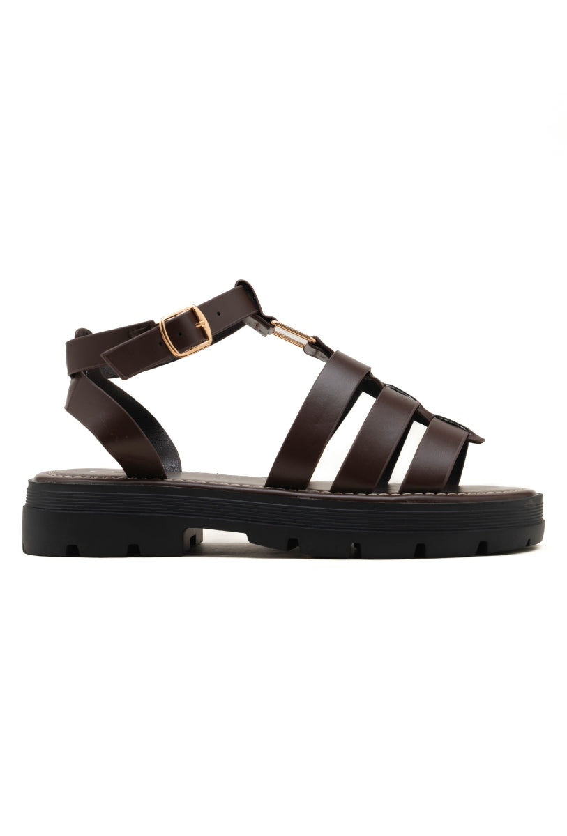 Sandales gladiateur- Brun