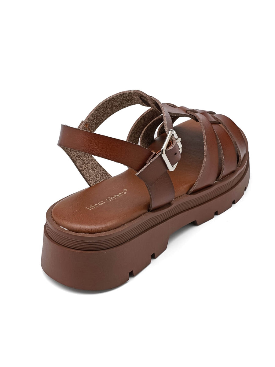 Platform Gladiator Sandals - Brown