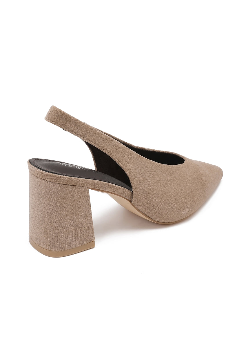 Pointed-Toe Slingback Pumps - Beige