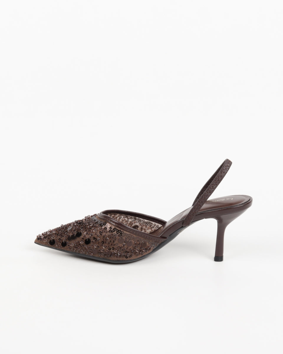 Sequined Pumps - Brown