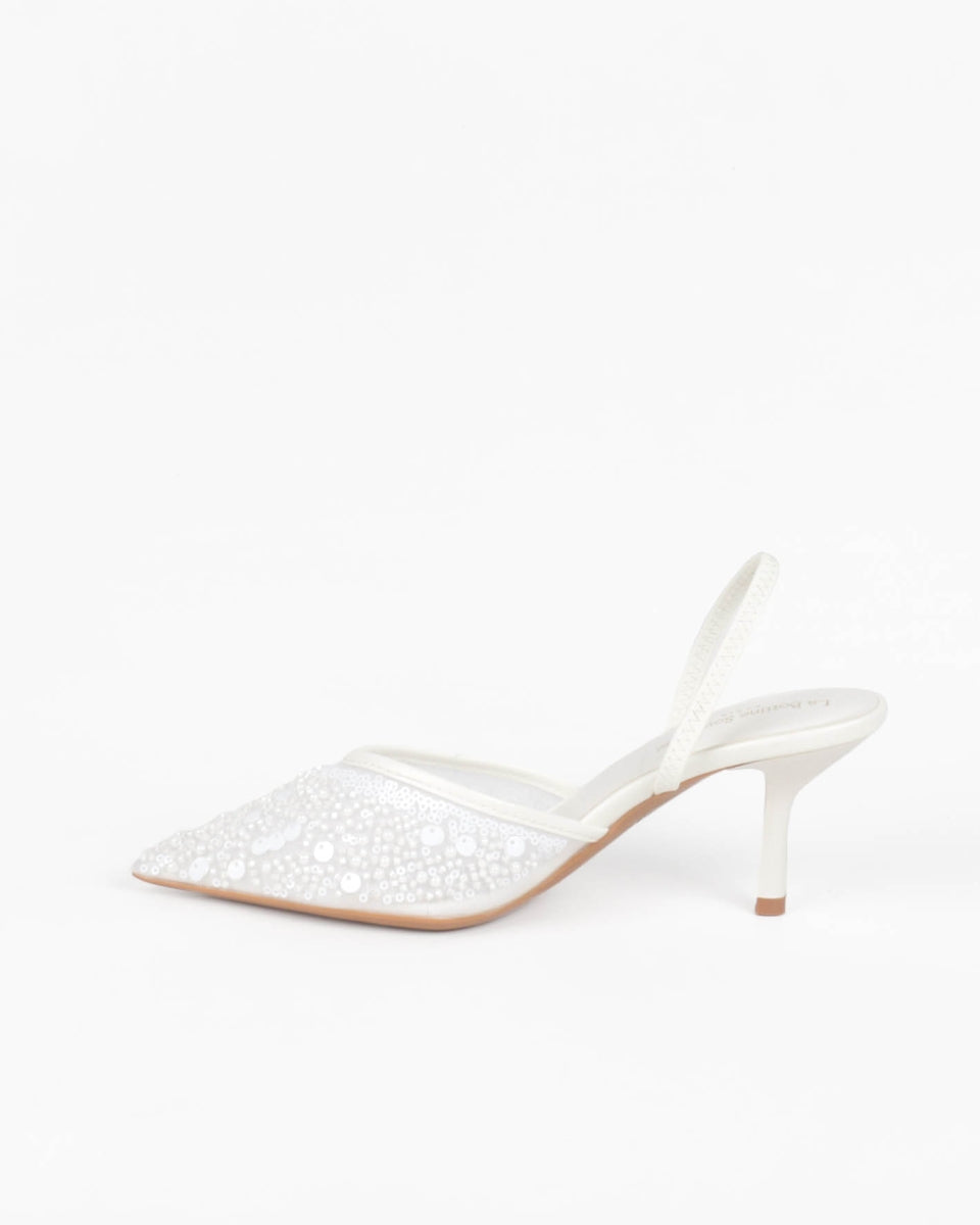 Sequin pumps - White