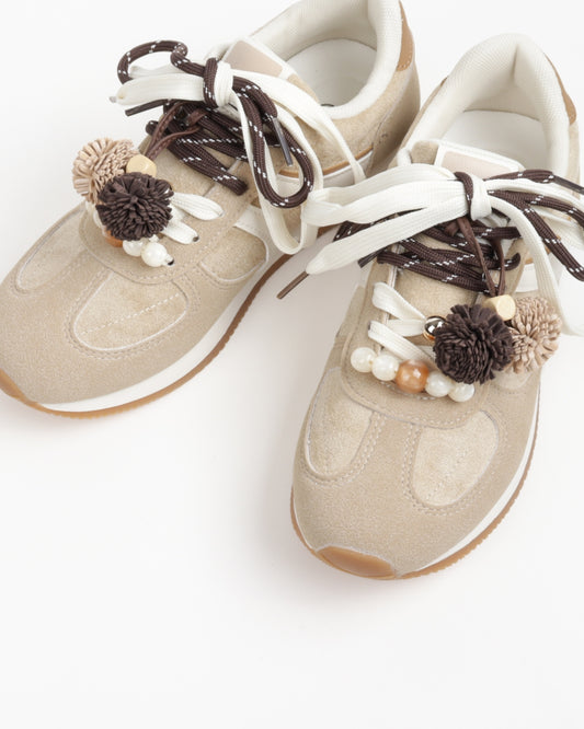 Sneaker with pompom - Beige