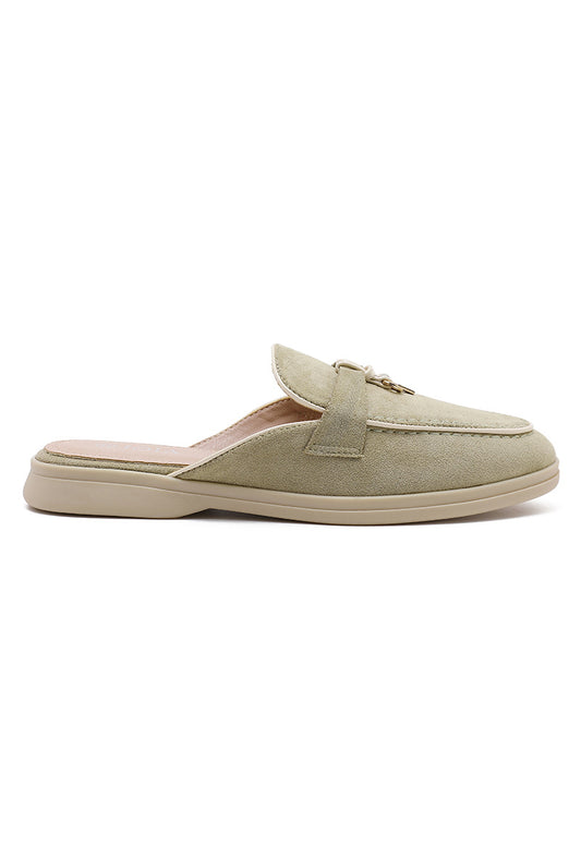 Suede loafer mules - Green