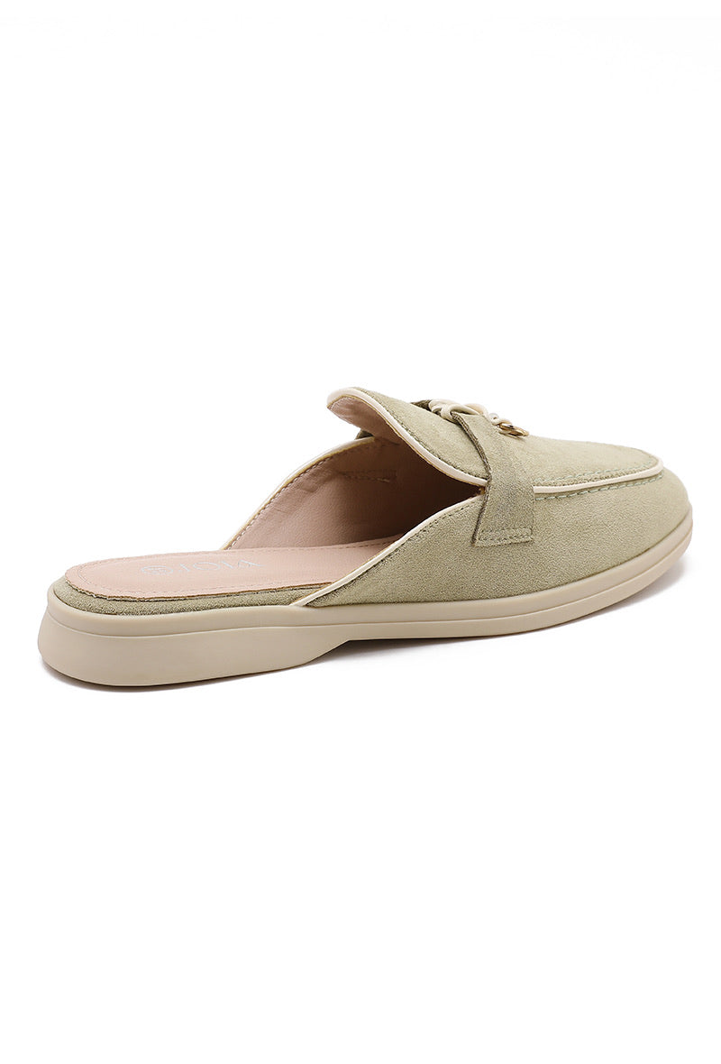 Suede loafer mules - Green
