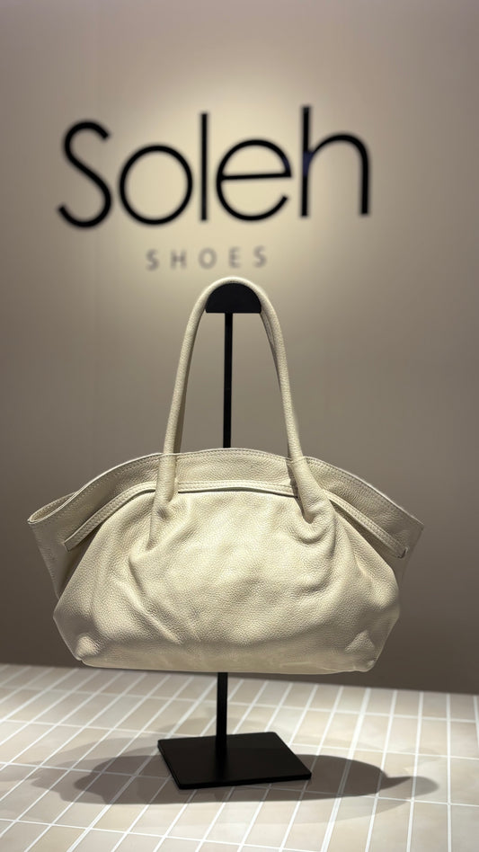 Sac à bandoulière femme en cuir taille moyenne - Beige