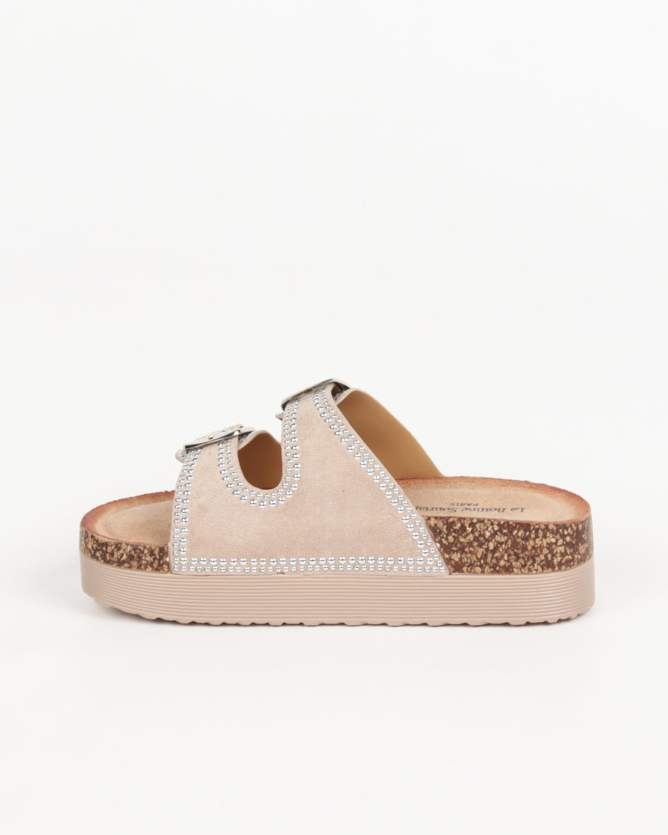Arizona Wedge Sandal - Nude