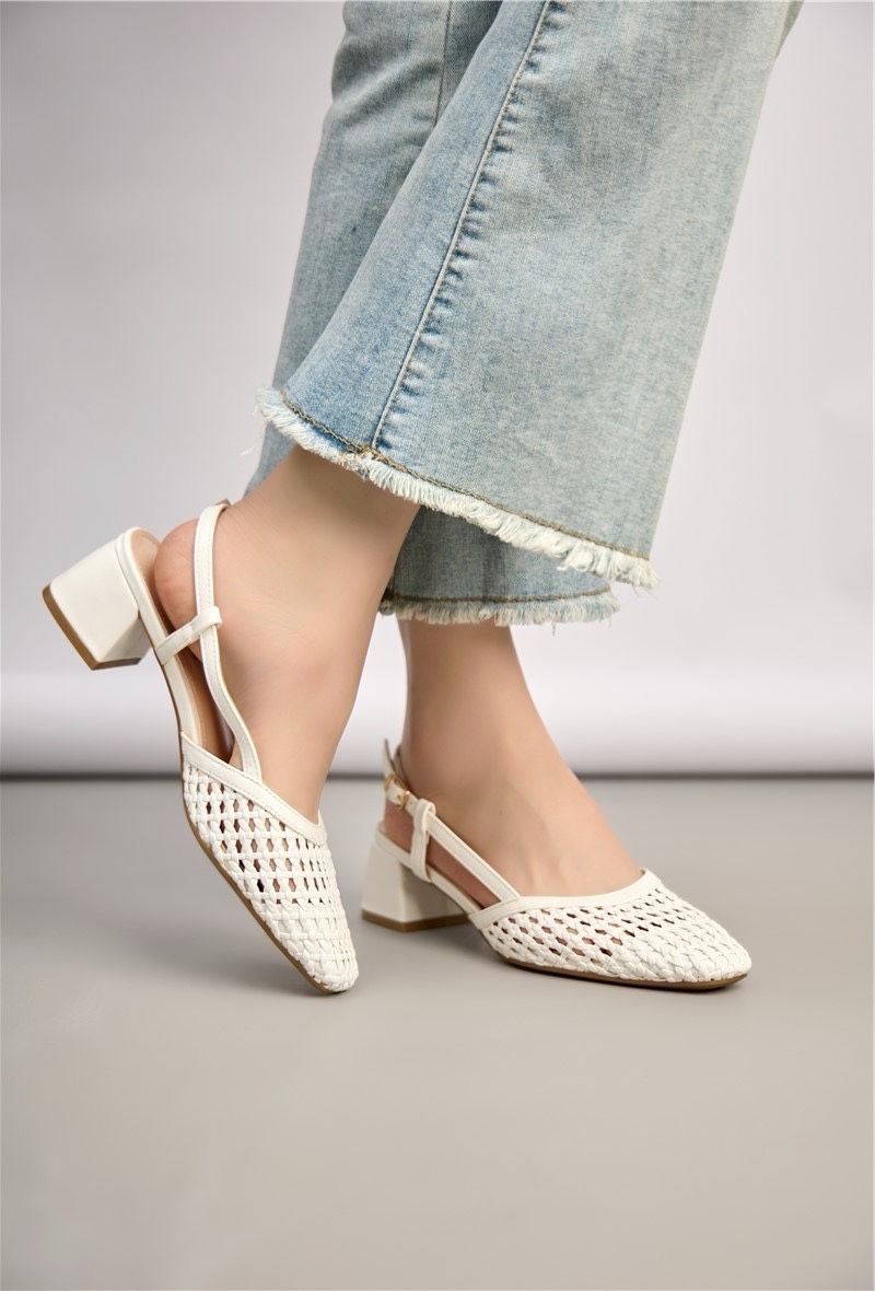 Braided Slingback Sandals - White