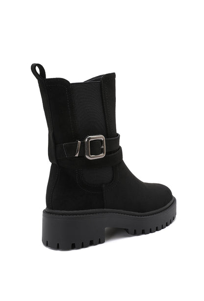 Bottines Suédine Boucle Semelle Chunky- Noir