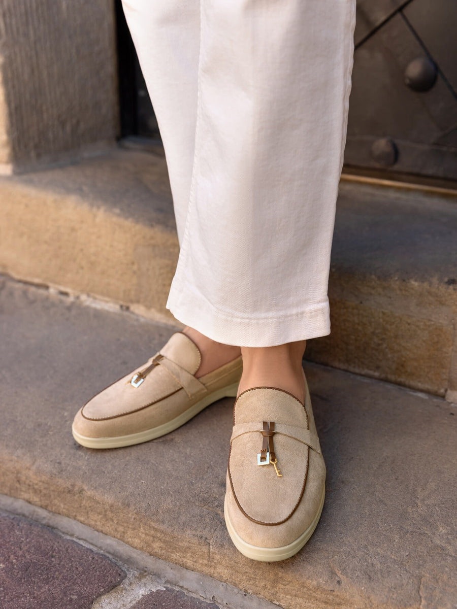 Mocassins en Daim avec détails- Beige