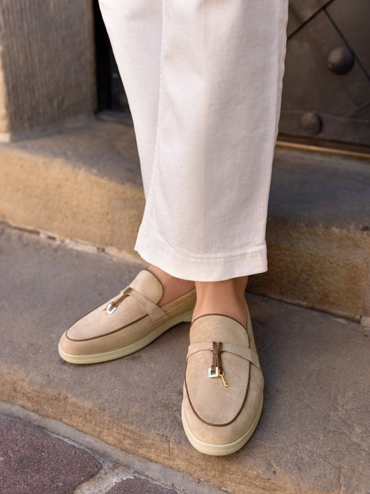 Mocassins en Daim avec détails- Beige