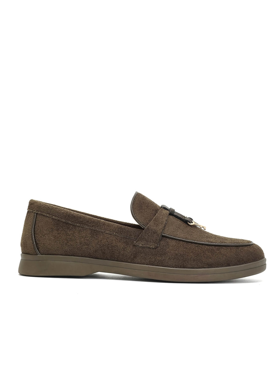 Mocassins en Daim avec détails- Vert Khaki