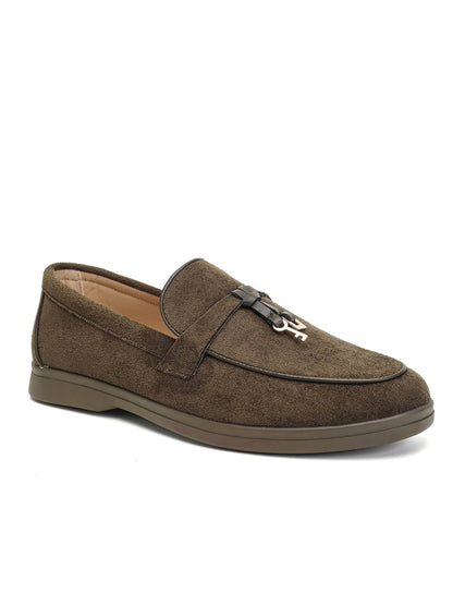 Mocassins en Daim avec détails- Vert Khaki