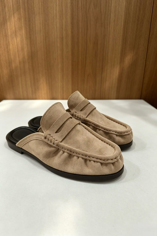 Suede mule loafers - Beige