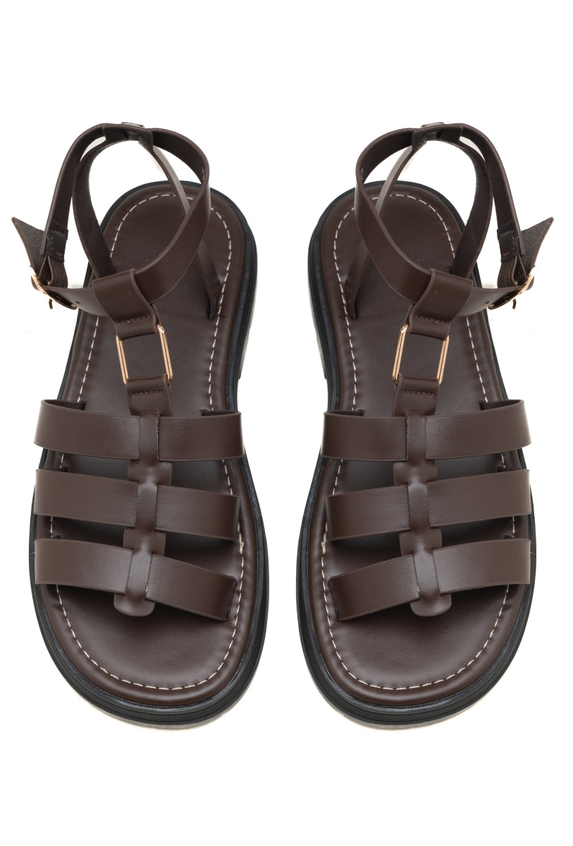 Sandales gladiateur- Brun