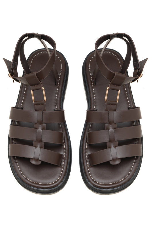 Sandales gladiateur- Brun
