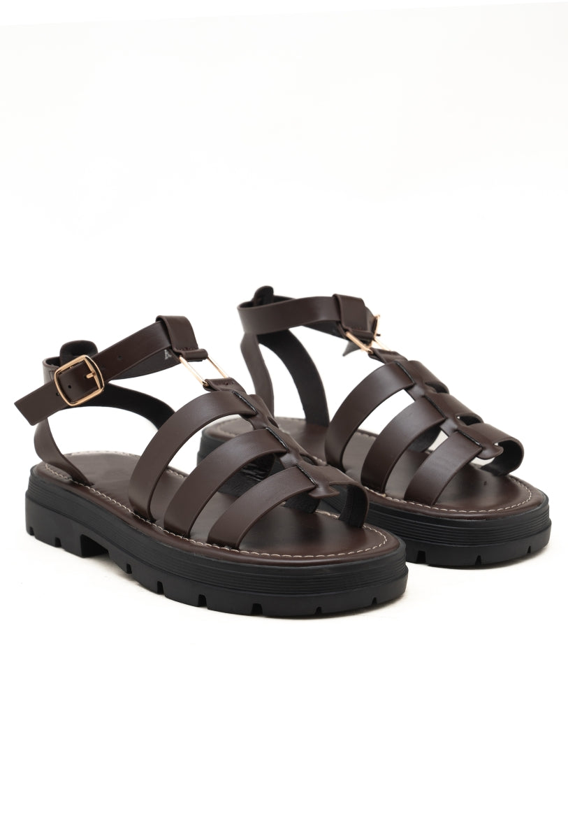 Sandales gladiateur- Brun