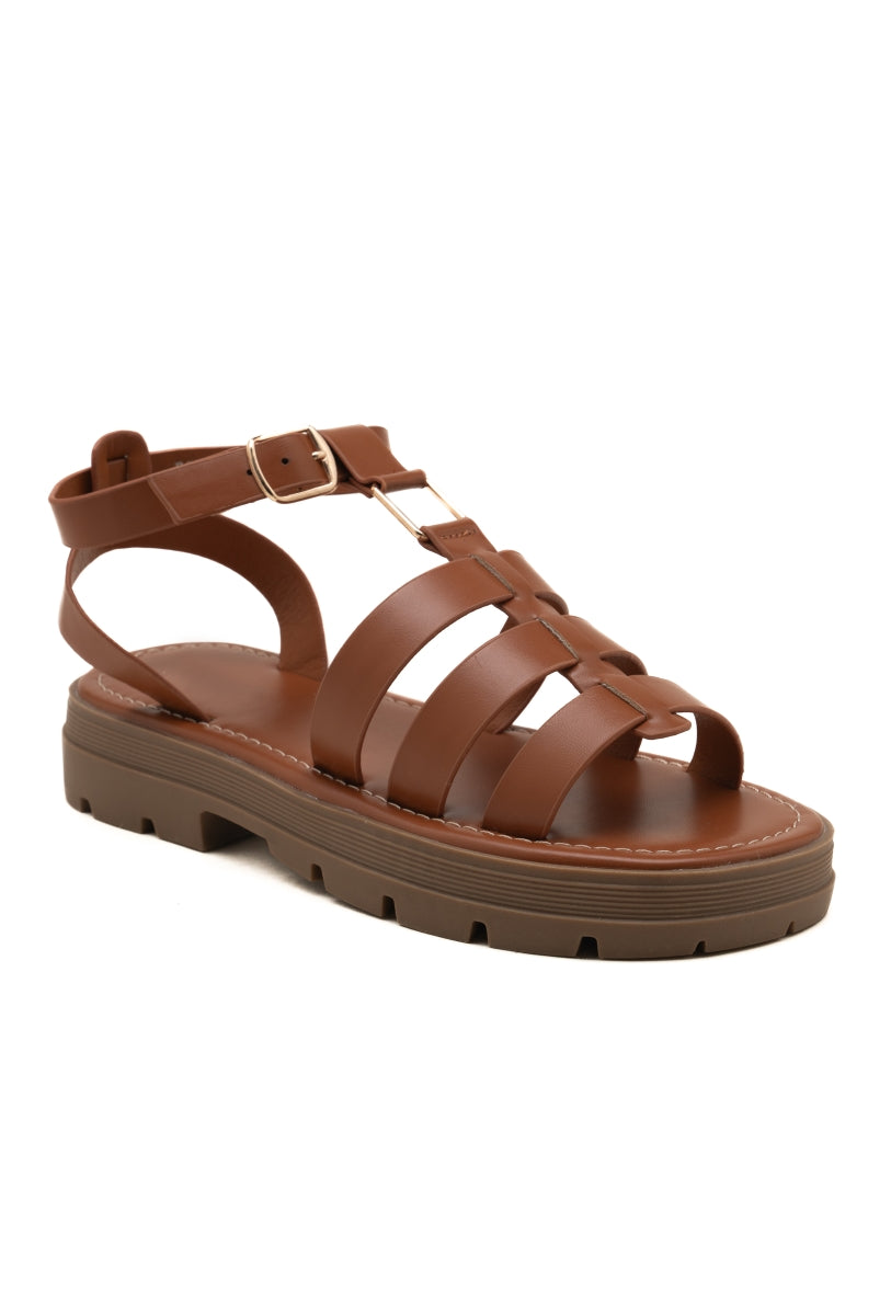 Sandales gladiateur- Camel