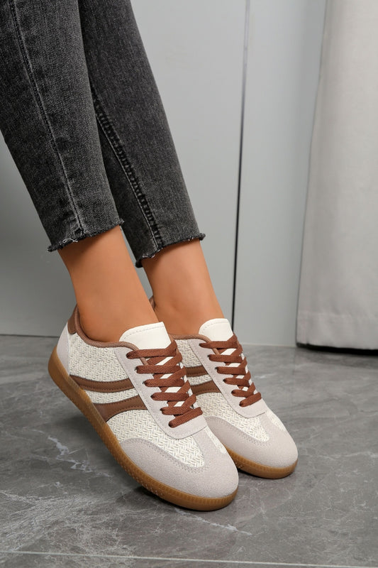 Braided-effect sneakers - Beige
