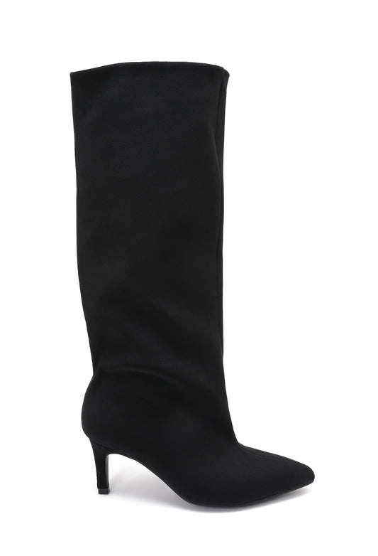 Bottes Hautes Suédine Talon Fin- Noir