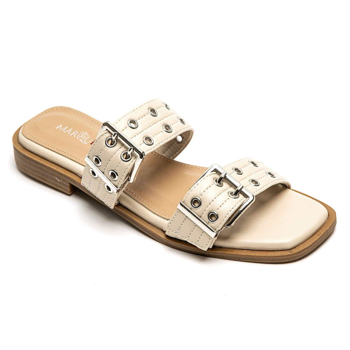 Metallic buckle slides - Nude