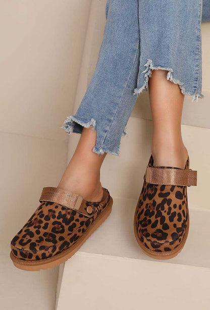 Mules Sabot Confort Suédine Effet- Léopard