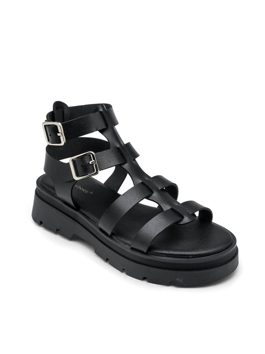 Buckled Gladiator Sandals - Black