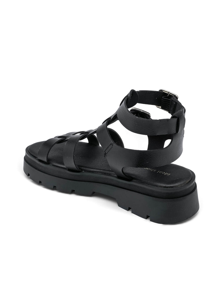 Buckled Gladiator Sandals - Black