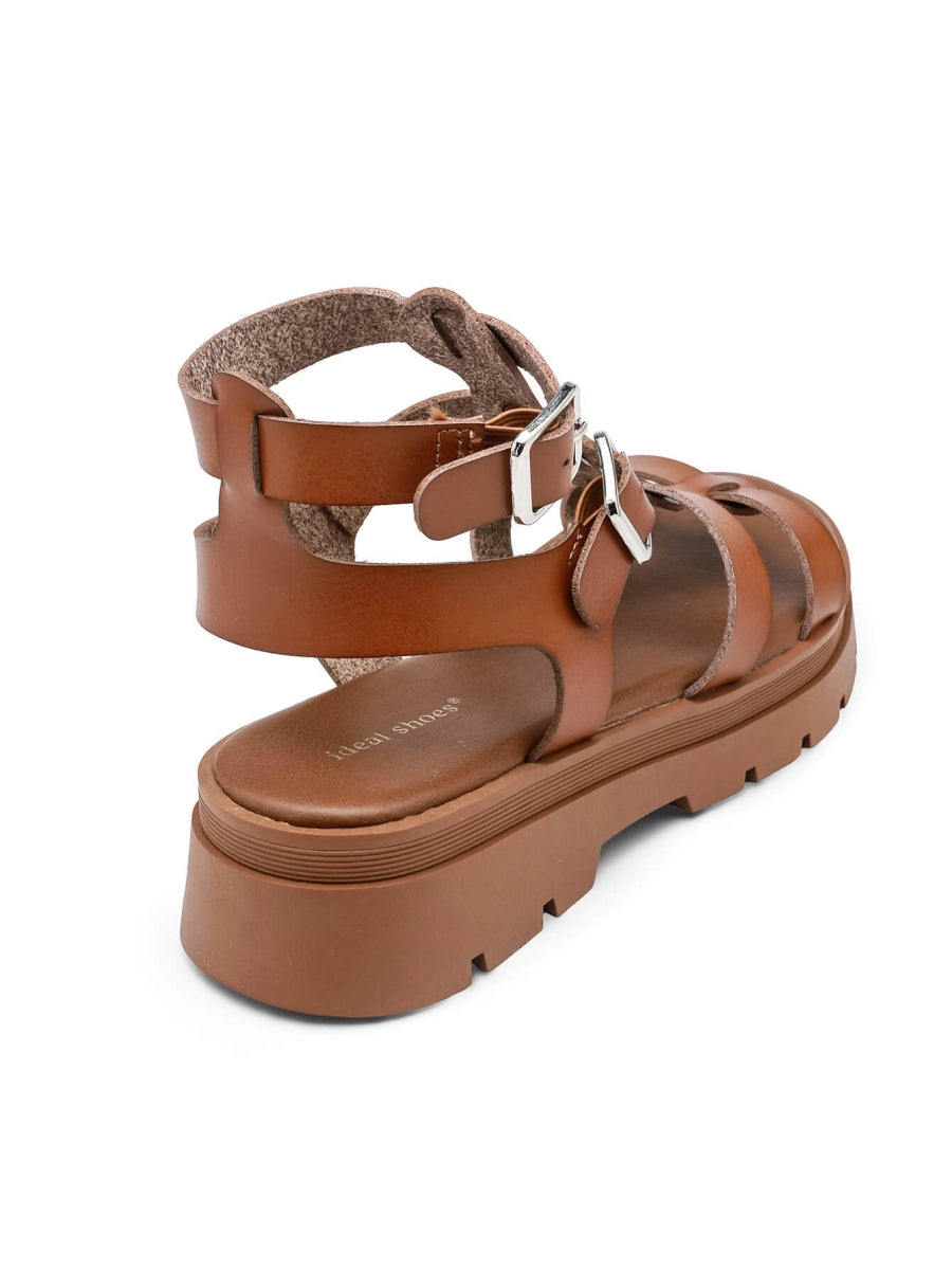 Buckle Gladiator Sandals - Camel