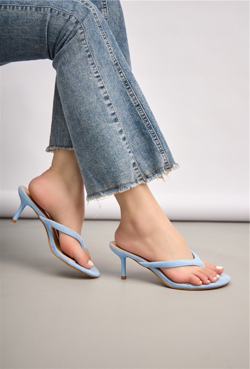 Heeled flip-flop mules - Blue