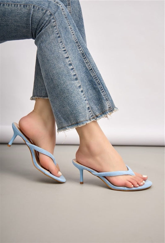 Heeled flip-flop mules - Blue