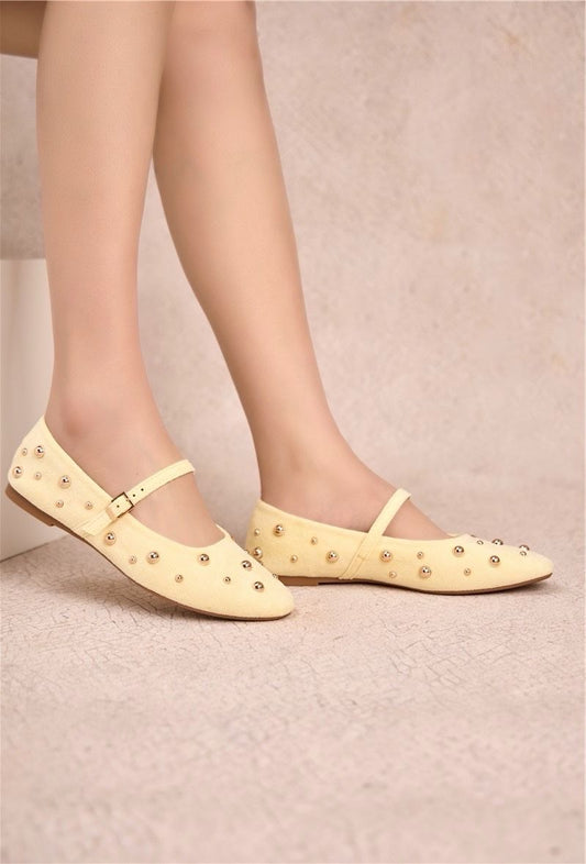 Studded ballet flats - Yellow