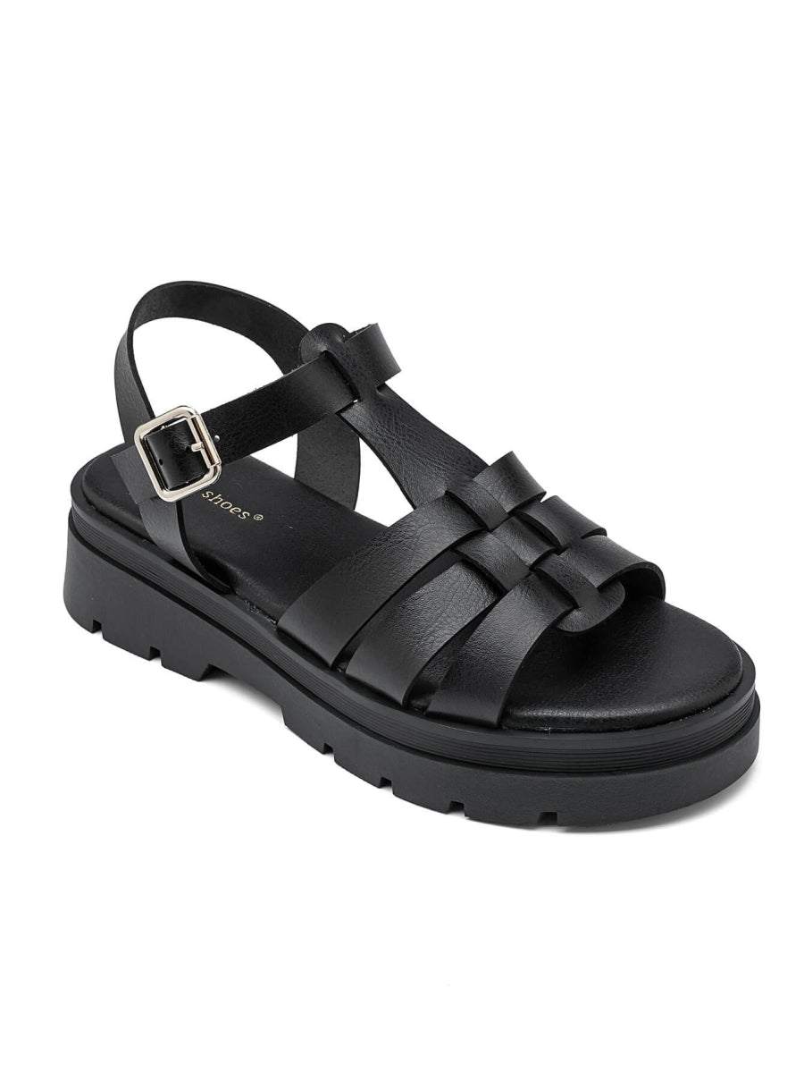 Platform Gladiator Sandals - Black