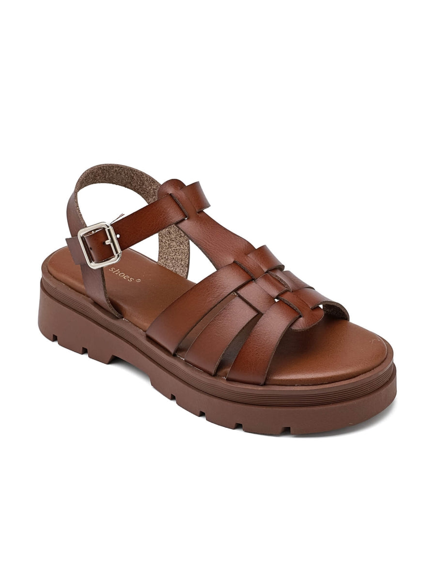 Platform Gladiator Sandals - Brown