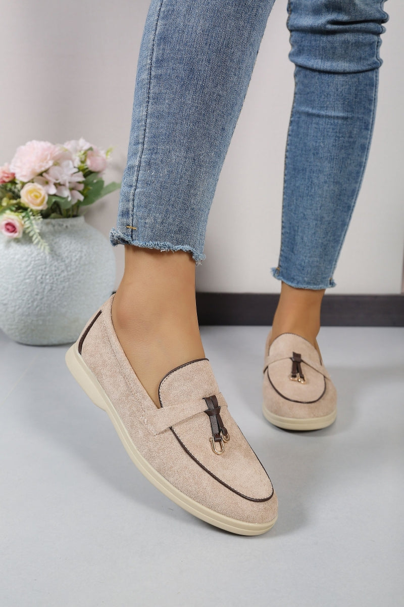 Mocassins en daim avec détails- Beige