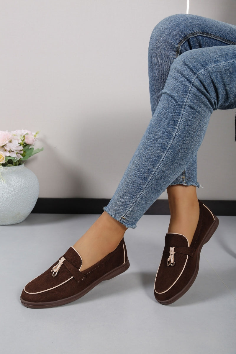Mocassins en daim avec détails- Brun