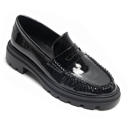 Patent Platform Loafers - Black