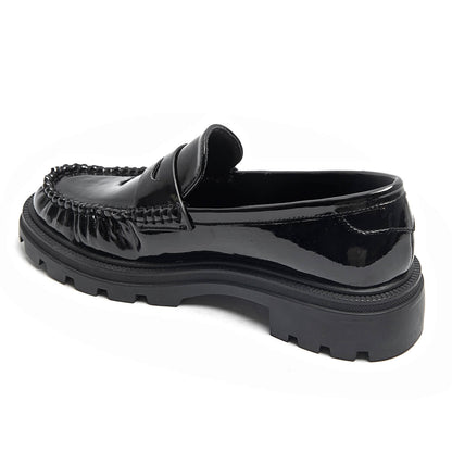 Patent Platform Loafers - Black