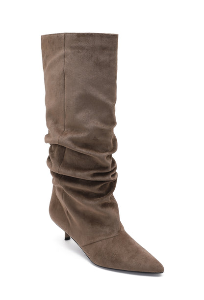 Bottes Souples Suédine Talon Fin- Taupe