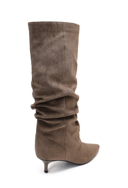 Bottes Souples Suédine Talon Fin- Taupe