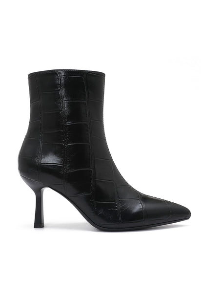 Bottines Croco Talon Fin- Noir