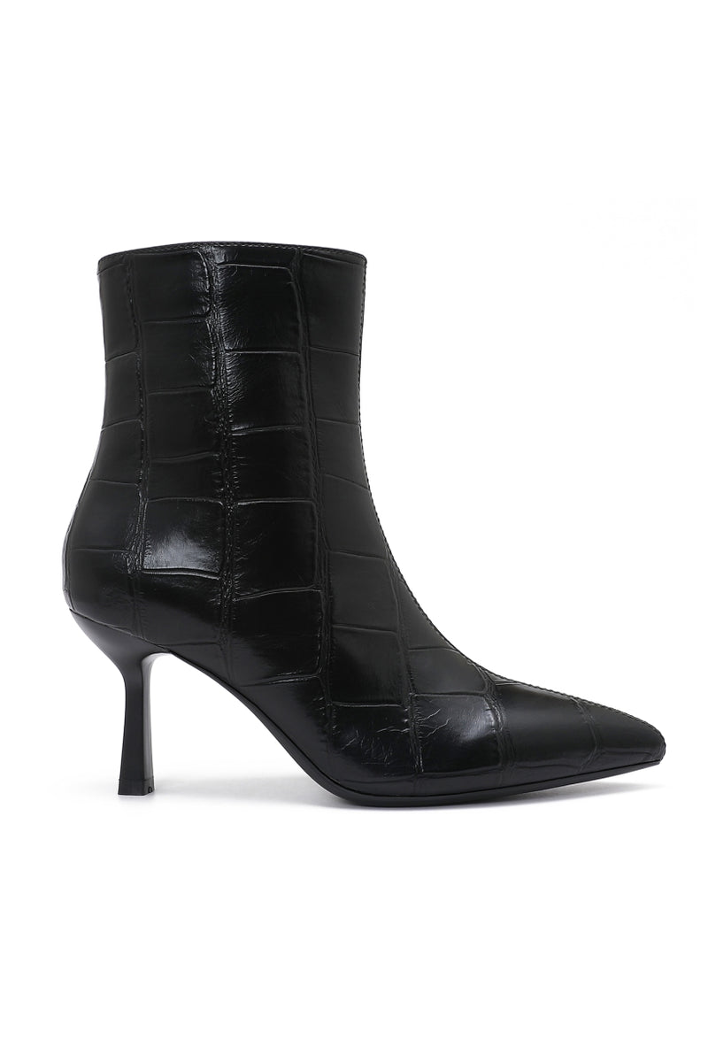 Bottines Croco Talon Fin- Noir