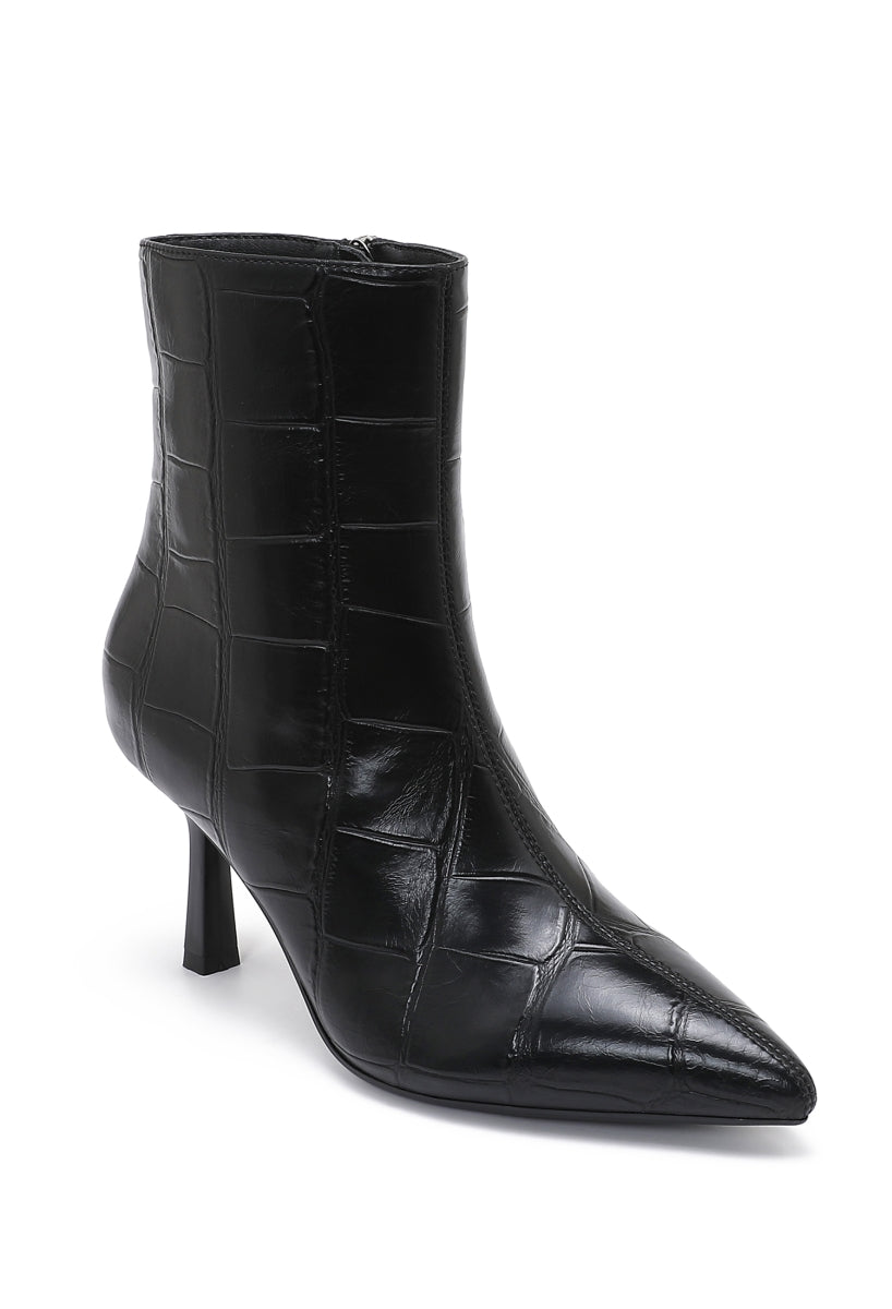 Bottines Croco Talon Fin- Noir