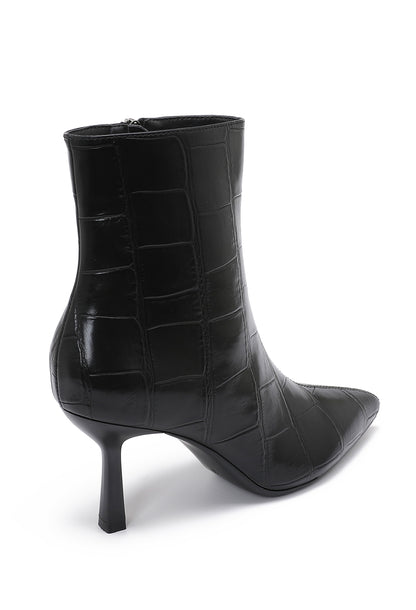 Bottines Croco Talon Fin- Noir