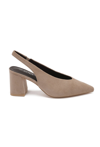 Pointed-Toe Slingback Pumps - Beige