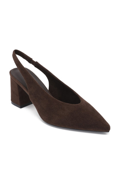 Pointed-Toe Slingback Pumps - Brown
