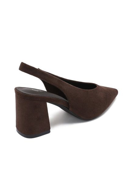 Pointed-Toe Slingback Pumps - Brown