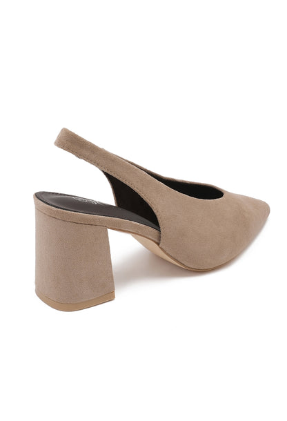 Pointed-Toe Slingback Pumps - Beige