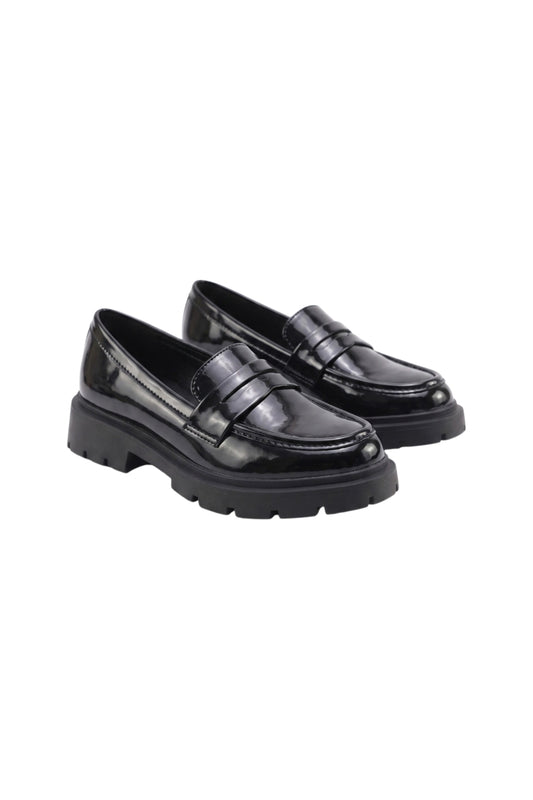 Patent Platform Loafers - Black