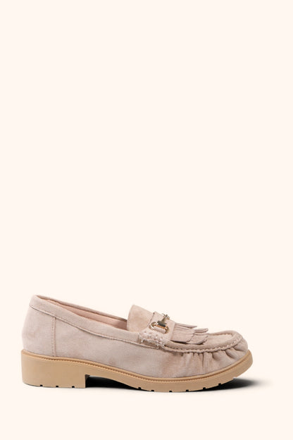 Mocassins platforme en daim- Beige
